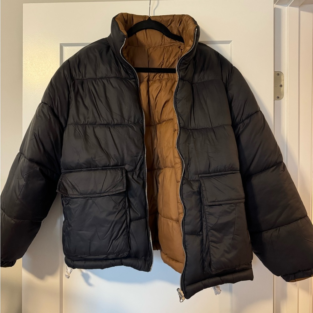 Dex Black and Tan Reversible Puffer Jacket